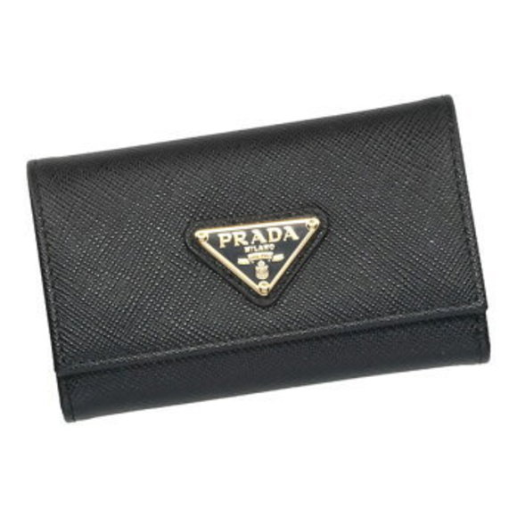 Prada Saffiano QHH Triangle Key Black Case - Picture 1 of 3